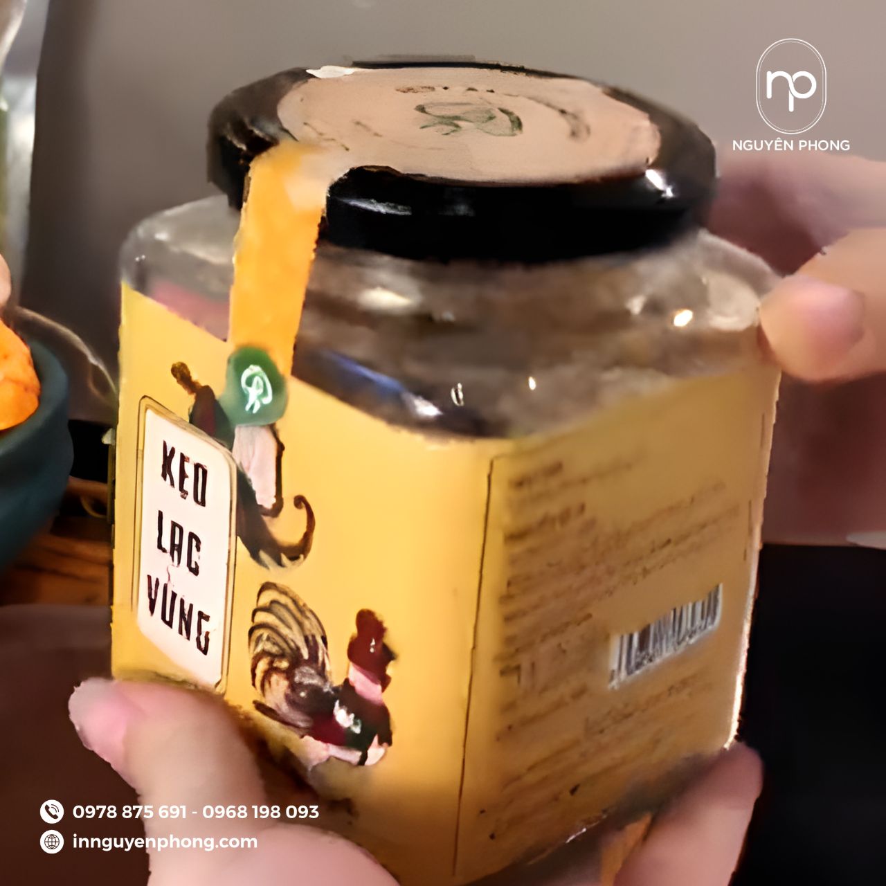 Mẫu tem dán hộp đựng kẹo lạc vừng